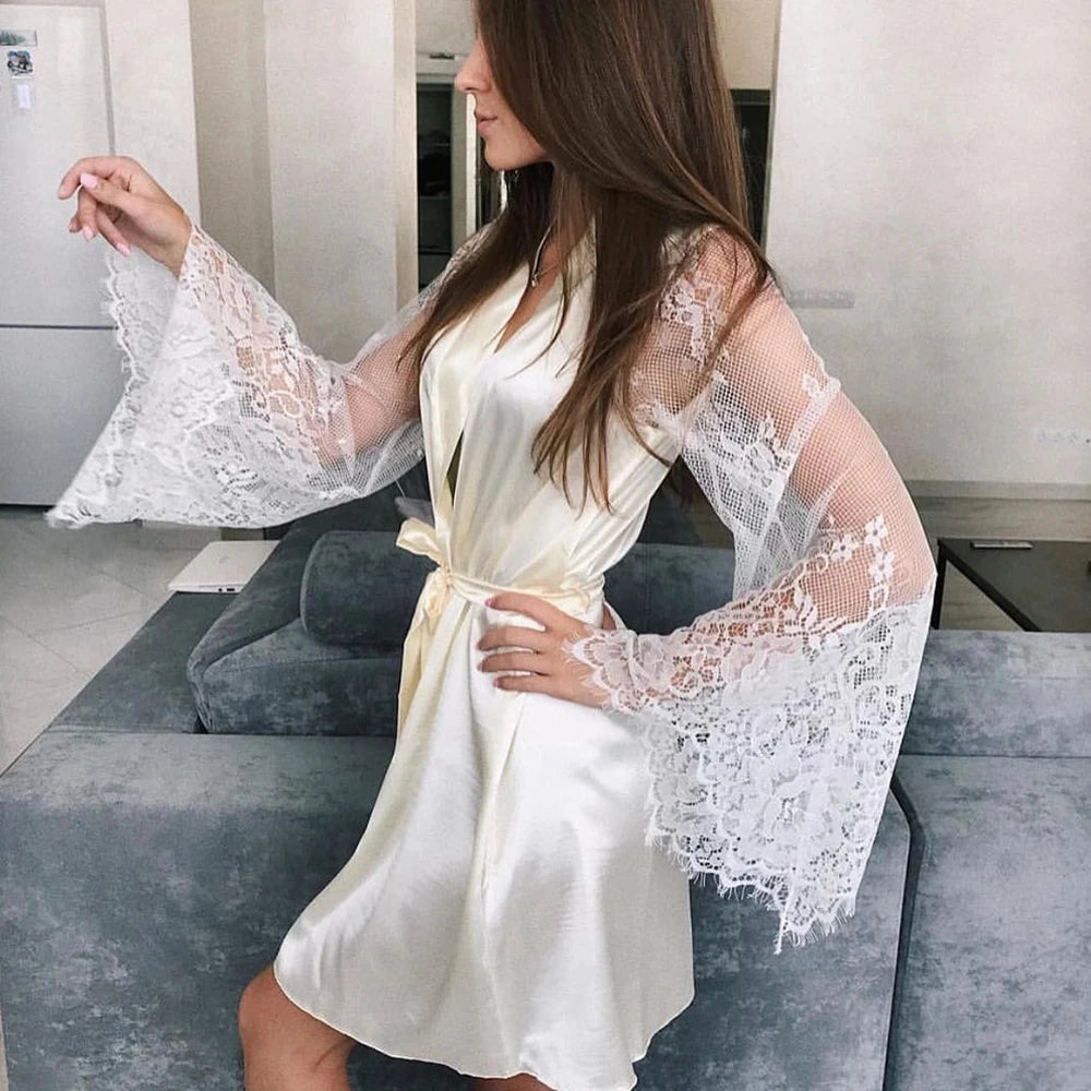 Sexy Long Sleeve Lace Robe