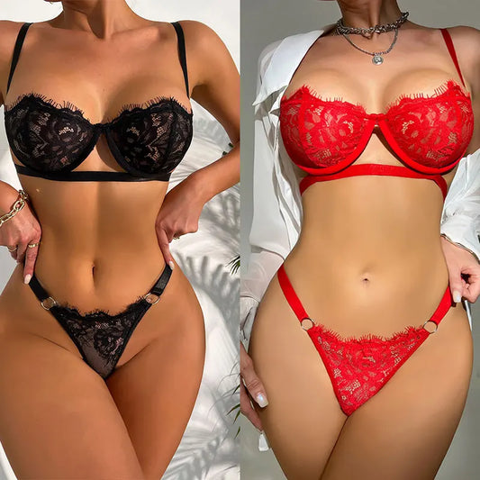 Lace Embroidery Bra and Panties set