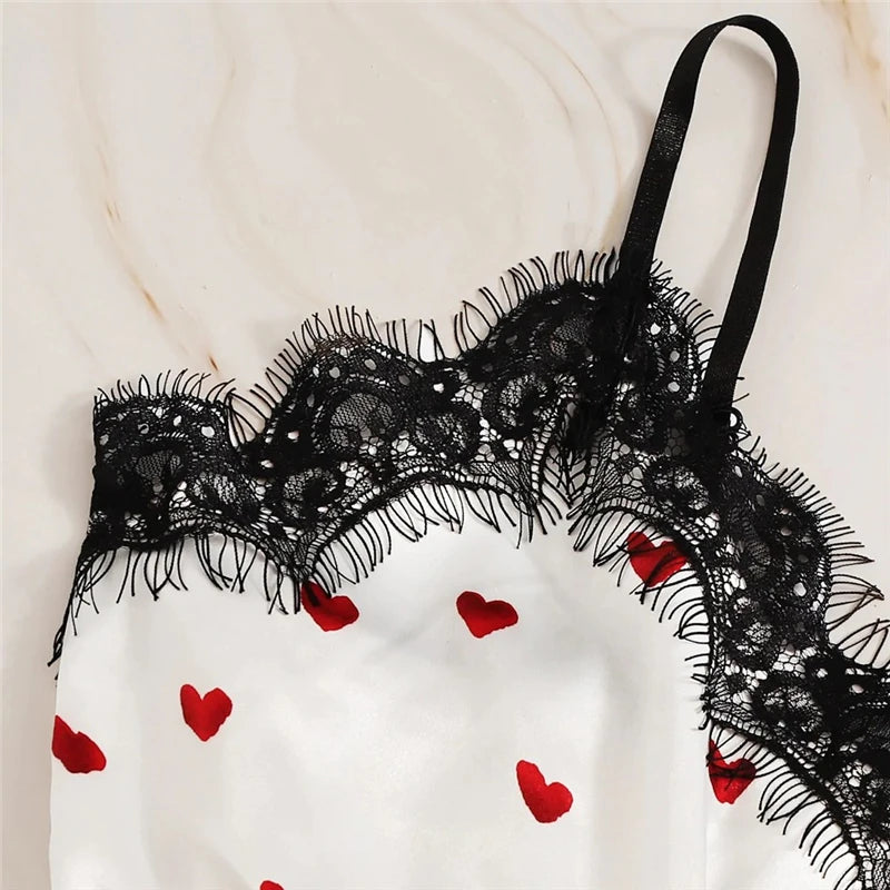 Sexy Heart Print Sleepwear