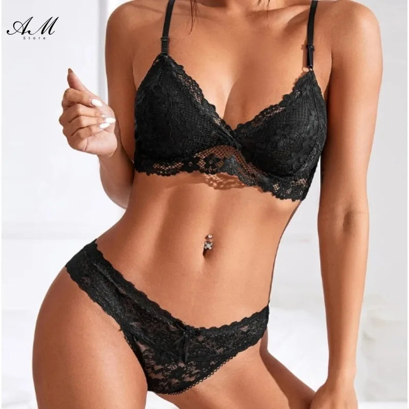 Sexy Lace Seamless Underwear Set