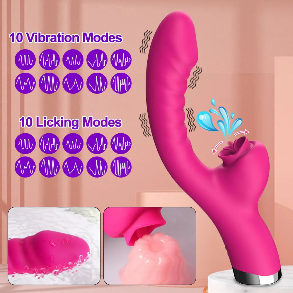 Tongue Licking Vibrator 2 In 1