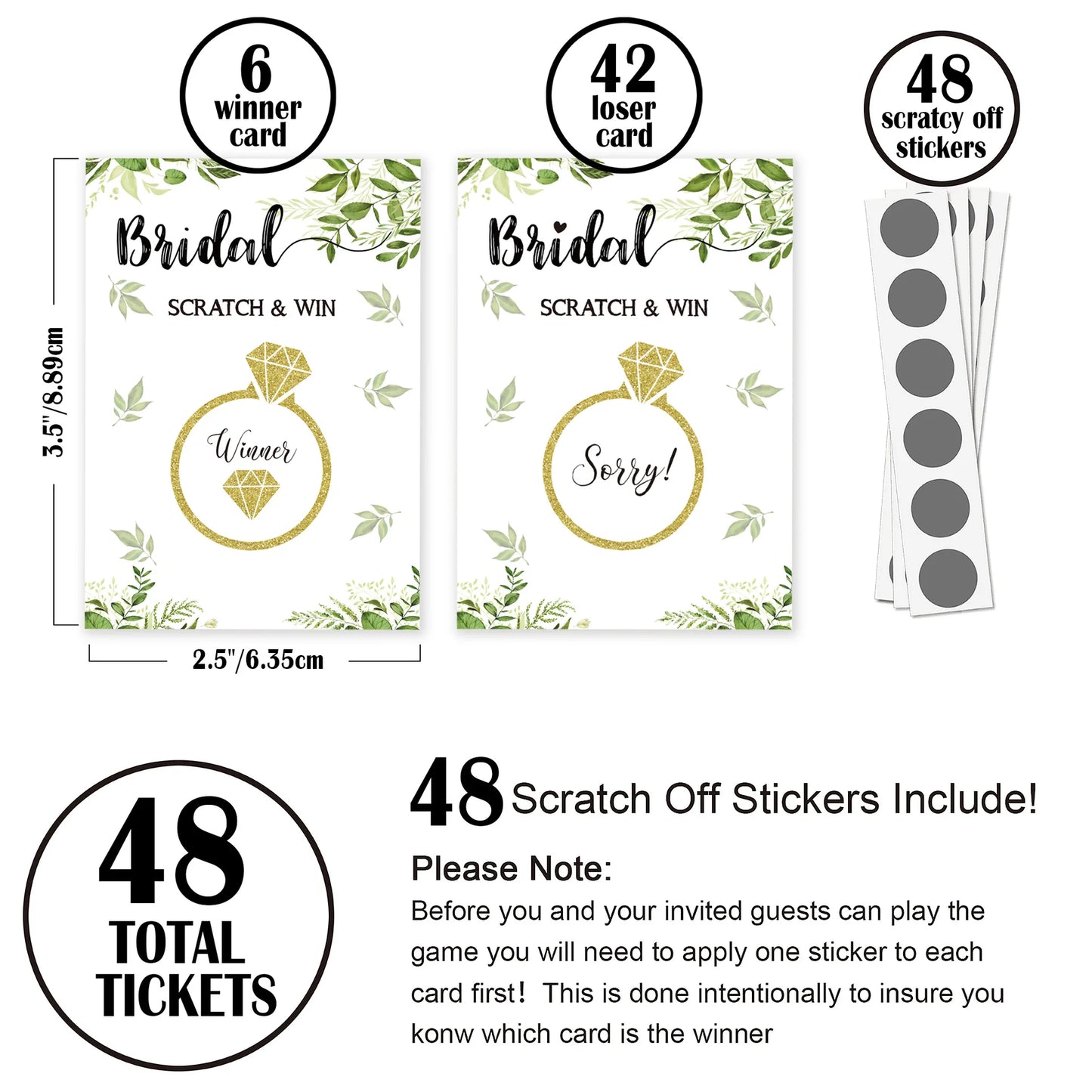 48Pcs/set Bride to be Game Card