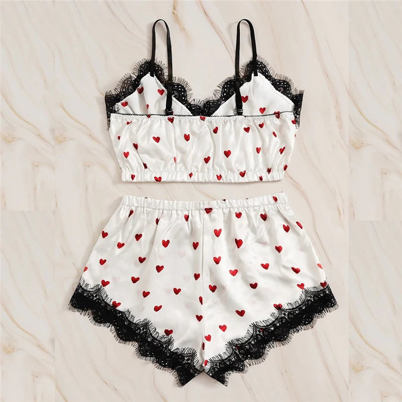 Sexy Heart Print Sleepwear